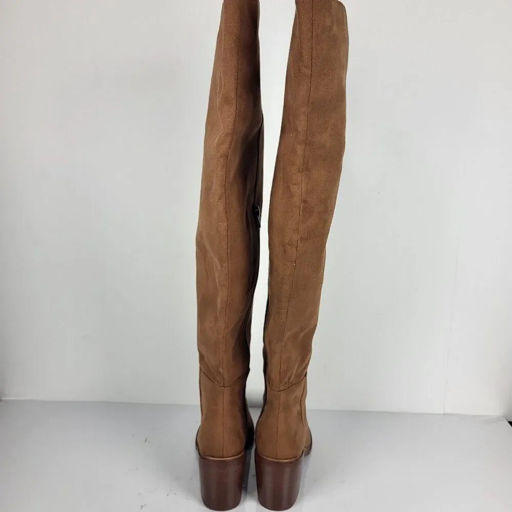 Seychelles Paradise City Leather Over the Knee Boots Brown Size 8